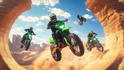 Trasa z rampami w Stunt Motorcycle Racing Game